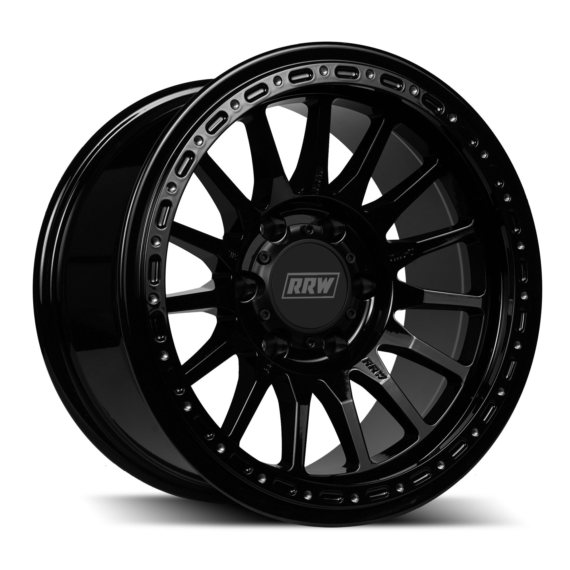 Pre - Order: RR7 - H FLOW FORM Hybrid Beadlock Wheel | GLOSS BLACK - RRW Relations Race Wheels